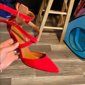 Red strappy heels